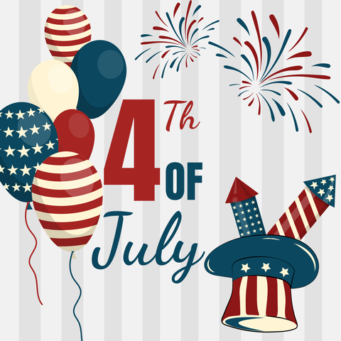 Balloons and Fireworks for Independence Day Sign Template